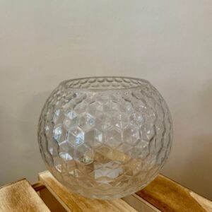 Jarrón de vidrio transparente con forma de bola